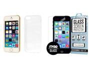 MPERO iPhone SE 5S 5 Case FLEX Soft Bumper Thin Protective Cover Clear Bubble Free Tempered Glass Screen Protector
