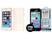 iPhone SE 5S 5 Case SLIM SHOCK Proof Flexible Soft Protective Cover Pink Bubble Free Tempered Glass Screen Protector