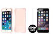 iPhone 6 Plus 6S Plus Case SLIM SHOCK Proof Soft Protective Cover Pink Bubble Free Tempered Glass Screen Protector