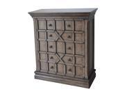 Sedgwick Overlaid Geometric 5 Drawer Tall Chest In Antique Natural Walnut Finish