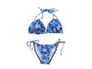 Purple Blue and White Tie Dye Skulls String Bikini