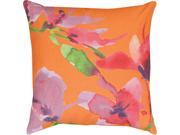 Pair of Orange Blooming Floral Watercolor Print In Outdoor Throw Pillows