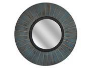 Sedona 31 1 2 Inch Diameter Distressed Blue Finish Wooden Wall Mirror