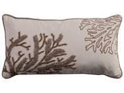 11 In. X 21 In. Light Beige Decorative Pillow Applique Embroidery And Beads