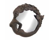 Cast Iron Mermaid Wall Mounted Mirror Rust Color