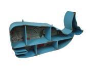 Blue Whale Shaped Distressed Metal Cubby Wall Shelf