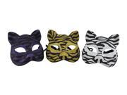 Set of 3 Sparkling Animal Stripe Gotto Carnivale Cat Masks