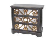 Sterling Black And Antique Gold 3 Drawer Mirrored Chest