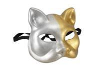 Gold and Silver Finish Half Face Carnivale Gatto Cat Mask