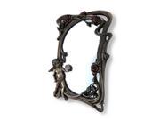 Art Nouveau Bronzed Frame Mirror with Roses and Cherub Painter