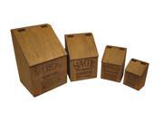 Vintage Style Nesting Wooden Herb Canisters w Hinged Lids Set of 4