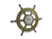 Nautical Ship`s Wheel Antique Brass Finish Wall Clock 18 in. Diameter