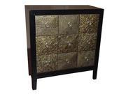 Empire 3 Drawer Chest Antiqued Gold Textured Accents