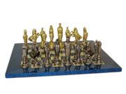 Renaissance Chess Set With Blue Mother of Pearl Board