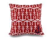 In Outdoor Red White Anchor Decorative Throw Pillow w Navy Blue Anchor Accent