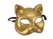Gold Finish Half Face Carnivale Gatto Cat Masks