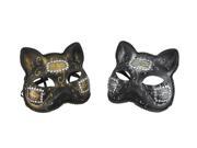 Pair of Venetian Style Jeweled Gatto Musica Carnivale Cat Masks