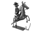 Cowboy Rearing Horse Metal Art Wine Bottle Display