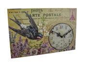 Floral Bluebird Paris Postcard Theme Decorative Wall Clock