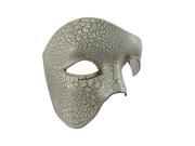Ivory Crackled Finish Half Face Phantom Masquerade Mask