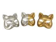 Set of 3 Gold and Silver Finish Half Face Carnivale Gatto Cat Masks