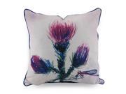 Betsy Drake Thistle Blue and Beige In Outdoor Decorative Throw Pillow 18in.