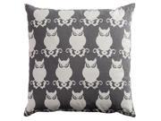 20 In. X 20 In. Gray Decorative Pillow With Print With Embroidery