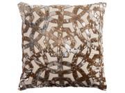 20 In. X 20 In. Beige Decorative Pillow Metallic Foil Print Over Animal Hide