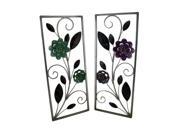 2 Pc. Lavender and Turquoise Metal Flower Wall Sculpture Set