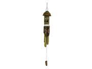 Tropical Tiki Mask Hibiscus Flower Wooden Wind Chime