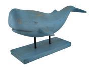 Distressed Finish Blue Sperm Whale Statue On Wooden Mount