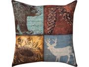 Pair of Cabin Sweet Cabin Deer Bear Print In Outdoor Decorative Throw Pillows