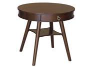 Basil Round Side Table with One Drawer Dark Mahogany Finish 26 1 2 Inches Tall