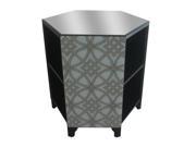 Lydia Black Mirrored Top Side Table W Geometric Accents 20 Inches Tall