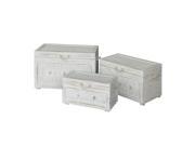 Seaside White Shell Set Of 3 Trunks L 29x17x19 M 25x14x15.5 S 21x11x12 Inches