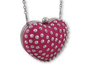 Chrome Studded Heart Shaped Clutch Purse Evening Bag