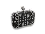 Spiked Clutch Purse w Crowned Skull Clasp Hard Shell Evening Bag
