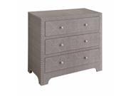 Baxter Grey Linen And Nickel Nailhead 3 Drawer Chest