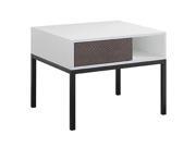 Corey Occasional Table Matte White Finish Python Stamped Single Drawer