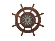 Wooden Ships Wheel Nautical Knot Wall Clock 20 In.