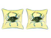 Pair of Betsy Drake Female Blue Crab Large Indoor Outdoor Pillows18 In X 18 In