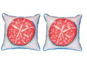 Pair of Betsy Drake Coral Sand Dollar Large Indoor Outdoor Pillows