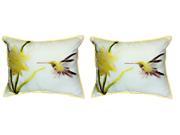 Pair of Betsy Drake Yellow Hummingbird Large Pillows