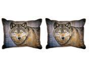 Pair of Betsy Drake Grey Wolf Large Pillows 15 Inch x 22 Inch
