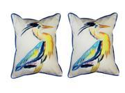 Pair of Betsy Drake Vertical Blue Heron Large Pillows