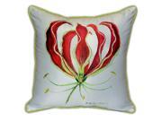 Pair of Betsy Drake Red Lily Large Pillows 18 Inch x 18 Inch