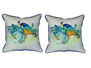 Pair of Betsy Drake Orange Crab Large Indoor Outdoor Pillows 18x18
