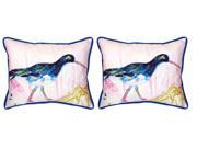 Pair of Betsy Drake Black Shore Bird Large Indoor Outdoor Pillows 16x20