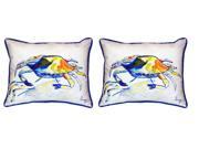 Pair of Betsy Drake Yellow Crab Large Indoor Outdoor Pillows 16x20