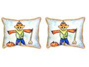 Pair of Betsy Drake Scarecrow Large Indoor Outdoor Pillows 16x20